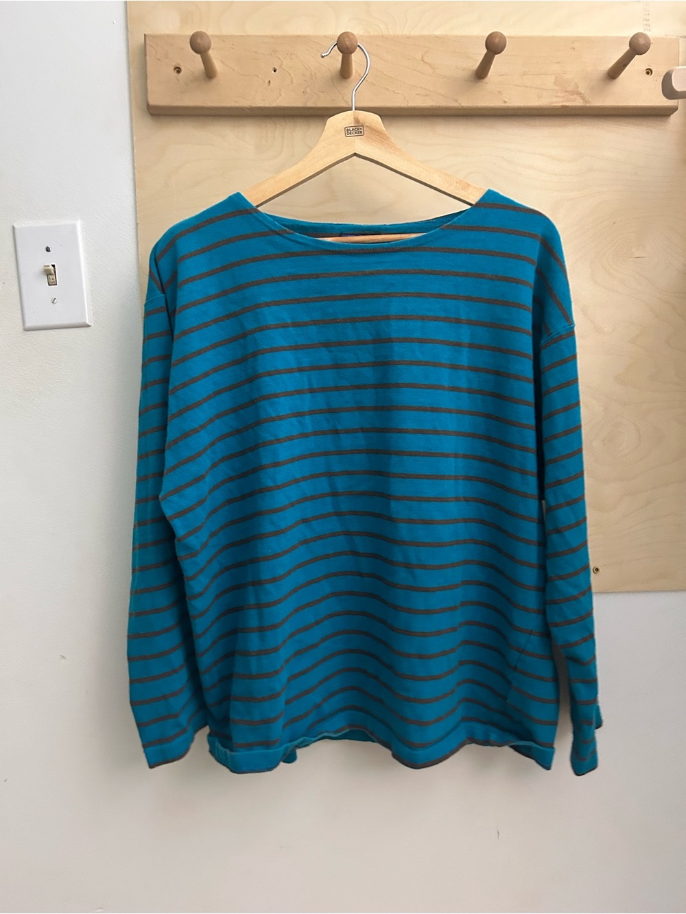 Patagonia Teal and Brown Striped Cotton oversized Long Sleeve Top M